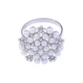 Silver napkin ring with elegant pearl snowflake design and sparkling rhinestone accents - Silver Snowflake Flower Cluster Style / Silver