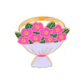Servilletero esmaltado con banda de aleación dorada y flores rosas para mesa - Rosa oscuro