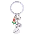 Silver keychain with red rose and heart pendants engraved Grandpa, Thank You, and I Love You - Grandpa