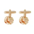 Gemelos dorados clásicos con diseño de nudo trenzado y acabado pulido brillante - Estilo de Nudo Trenzado Clásico (P1094-1) / Dorado