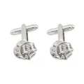 Gemelos de nudo plateados para camisas de hombre con acabado en metal pulido brillante - Estilo de Nudo Tridimensional Hueco (P1095-2) / Plateado