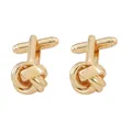 Eleganti gemelli da polso dorati con nodo d'amore per uomo e chiusura a barra a T - Stile Nodo Lucidato (P1097-1)