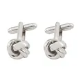 Eleganti gemelli da polso a nodo intrecciato argento per camicie da uomo in ottone - Stile Nodo Lucidato (P1097-2)