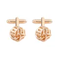 Gemelli da uomo in oro rosa caratterizzati da un intricato design geometrico cavo - Stile Nodo Cavo Geometrico (P1098-1)
