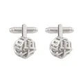 Gemelli da uomo a nodo intrecciato argento con design a sfera cava in metallo lucido - Stile Nodo Cavo Geometrico (P1098-2)