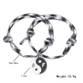Detailed view of adjustable Yin Yang braided bracelets with size and weight annotations - Houndstooth Braided Best Friend Style (G1275-1)