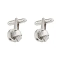 Gemelli classici da uomo a nodo di corda in finitura argento per camicie eleganti - Stile Nodo Filettato Texturizzato (P1099-2)