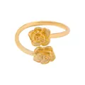 Elegante servilletero de metal dorado con dos rosas 3D detalladas y un diseño abierto - Estilo Dorado