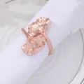 Elegant rose gold ginkgo leaf napkin ring with intricate vein textures for dining - Rose Gold