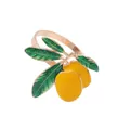 Golden yellow lemon fruit napkin ring with green leaves for elegant table setting decoration - Yellow Lemon Style (Z1055-4)