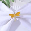 Macro detail of a dragonfly napkin ring with orange enamel wings on a white cloth - Orange Yellow (Z1059-2)