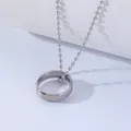 Minimalistischer Edelstahl-Ringanhänger mit klassischer Kugelkette für Damen und Herren - Silber Polierter Stil (GA1028-1) / Silber