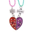 Best Friends Herzkette Set mit rotem und violettem Glitzer für beste Freundinnen - Rot Lila Sternenglitzer Herz (A2829-1)