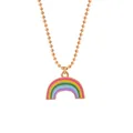 Vibrant colorful rainbow pendant necklace with golden ball chain on white background - Gold Ball Chain Rainbow (A2803)
