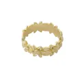 Elegant gold alloy napkin ring featuring detailed daisy floral patterns on white background - Gold