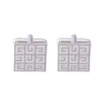 Polished silver square cufflinks with geometric spiral pattern and bullet back closures - Vintage Geometric Meander Style (B1358-2)