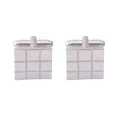 Polished silver square cufflinks with a grid pattern and bullet back closures - Grid Style (B1358-1)