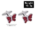 Detail view of red enamel butterfly cufflinks with crystal inlay and 1.8cm width - Red (B1343)