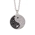 Hip hop Tai Chi Yin Yang pendant necklace with black and white crystal pavé setting - Full Rhinestone Tai Chi (A2880)
