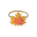 Golden maple leaf napkin ring with vibrant orange gradient enamel for fall table decor - Maple Leaf (Z1111) / Gradient Orange (Z1111)