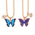 Matching BFF butterfly necklaces with blue gradient pendants and golden bead chains - Blue and Purple Blue Gradient Set