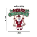 Enamel Santa Claus brooch with Merry Christmas banner for holiday gift decoration - Santa with MERRY CHRISTMAS Banner (C2116-6)