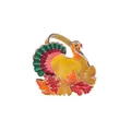 Golden alloy Thanksgiving napkin ring featuring a vibrant colorful turkey motif - Multicolor Turkey A (Z1114) / Yellow Body Multicolor Tail (Z1114)