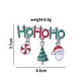 Christmas HoHoHo enamel brooch with Santa Claus, tree and candy cane pendants - HOHOHO Letter Pendant Brooch (C2116-7)