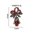 Christmas bow and bell brooch with red and green rhinestones in retro gold finish - Rhinestone Bowknot Bell (C2116-8)