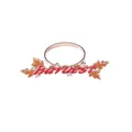 Golden Harvest napkin ring with red letters, orange maple leaves and small crystals - Harvest Style (Z1082-5)