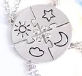 Set di collane puzzle in argento con icone sole luna stella nuvola e cristalli - Argento (A2879-1)