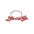 Rose gold Family napkin ring with red enamel maple leaf and sparkling rhinestones - Family Style (Z1082-8)