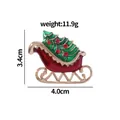 Christmas sleigh and tree brooch in red and green enamel with golden finish - Red Sled Christmas Tree (C2127)