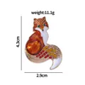 Orange enamel fox brooch with colorful rhinestones and size labels, 4.3cm height - Colorful Rhinestone Fox (C2128)
