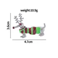 Christmas dachshund brooch pin with festive reindeer antlers and red-green striped sweater - Festive Dachshund (C2129)