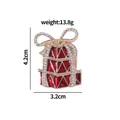 Christmas gift box brooch in gold alloy with red enamel and sparkling white rhinestones - Rhinestone Gift Box (C2131)