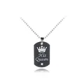 Detail of His Queen black pendant with pink crystal and silver ball chain - His Queen Necklace (A2113)