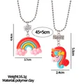 Collane Best Friends in argilla polimerica con arcobaleno, unicorno e catene a sfere - Stile Arcobaleno E Unicorno (A2887-1)