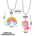 Collana Best Friends in argilla polimerica con ciondoli arcobaleno e unicorno rosa - Stile Arcobaleno E Unicorno (A2887-2)