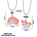 Collane Best Friends arcobaleno e unicorno in pasta polimerica colorata per bambini - Stile Arcobaleno E Unicorno (A2887-3)