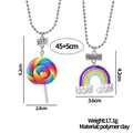 BFF-Halskettenset mit Regenbogen-Lutscher und Wolke aus buntem Polymer-Ton für Kinder - Regenbogen Und Lutscher Stil (A2886-4)