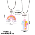 Juego de collares Best Friends de arcilla polimérica con arcoíris y estrellas para niñas - Estilo Arco Iris Y Estrella (A2887-5)