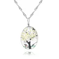 Collier arbre de vie en cristal avec fleurs séchées jaunes et pendentif papillon vintage - Style Arbre Jaune (A2557-5)