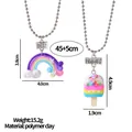 Beste Freunde Anhänger aus Fimo mit Regenbogen und Eis am Stiel auf Kugelkette - Regenbogen Und Eiscreme Stil (A2886-7)