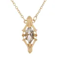 Vintage gold hollow pendant necklace with a marquise-cut crystal on a white background - Gold