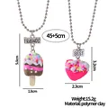 Regenbogen-Eis und Herz BFF Halsketten-Set aus Polymer-Ton für Mädchen - Eiscreme Und Herz Stil (A2886-10)
