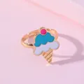 Bague dorée ajustable pour filles avec breloque cornet de glace en émail coloré - Glace Colorée (E1209-19)
