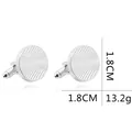 Boutons de manchette ronds argentés classiques avec rainures en spirale pour hommes - Argent