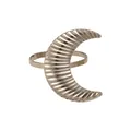 Elegant crescent moon napkin ring in warm gold metal with textured horizontal stripe detail - Light Gold (Z1190-1)