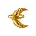 Elegant gold moon napkin ring with textured finish and circular holder for hotel dining - Bright Gold (Z1190-2)